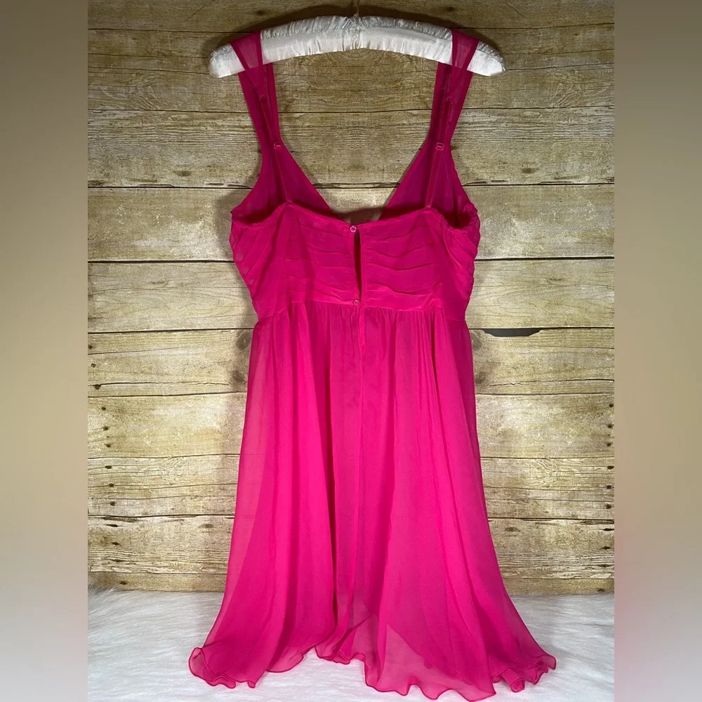 Victoria’s Secret Babydoll Chemise Hot Pink sz M Lingerie Sheer Sexy VS